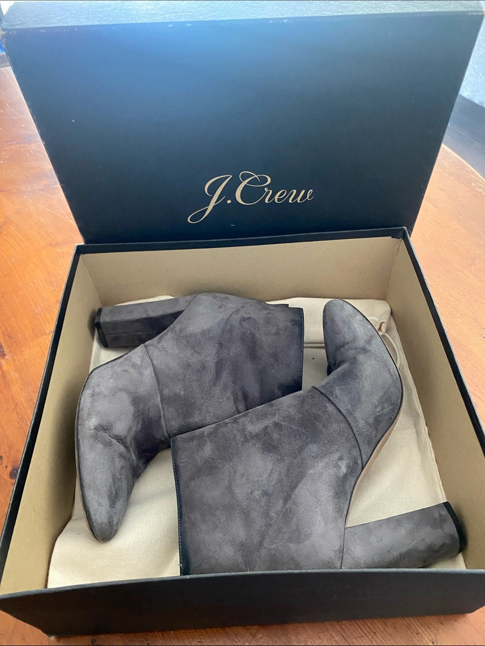 J. Crew Charcoal Suede Block Heel Ankle Boots